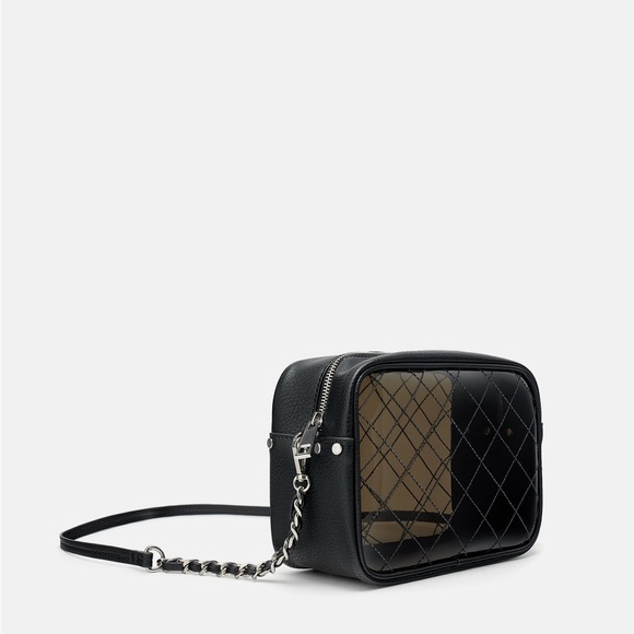 ZARA Black Black Vinyl Crossbody Bag - Picture 1 of 15